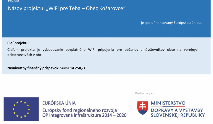 Aktuality / WiFi pre teba - Obec Košarovce - foto