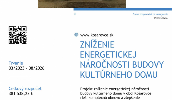 1. fotografia fotogalérie Aktuality / Zníženie energetickej náročnosti budovy kultúrneho domu - foto