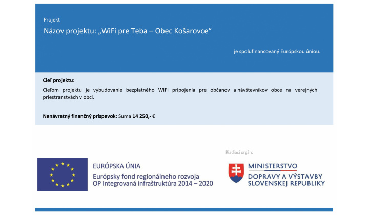 Fotka pre článok WiFi pre teba - Obec Košarovce